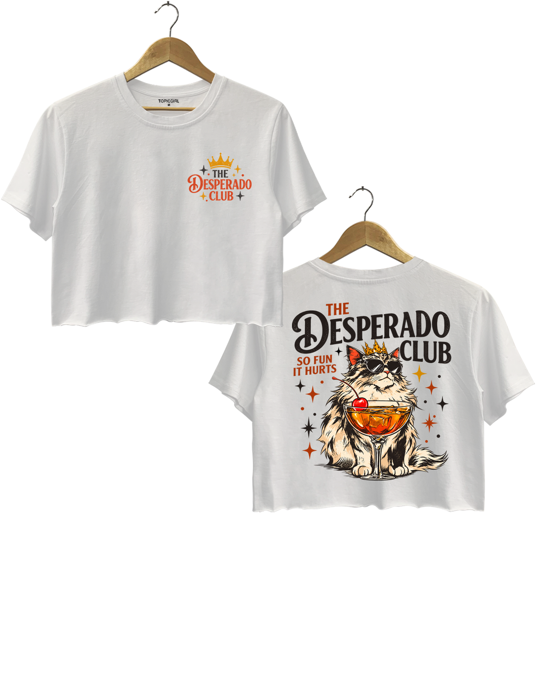 The Desperado Club Princess Donut Cat Cocktail Crop Top - White