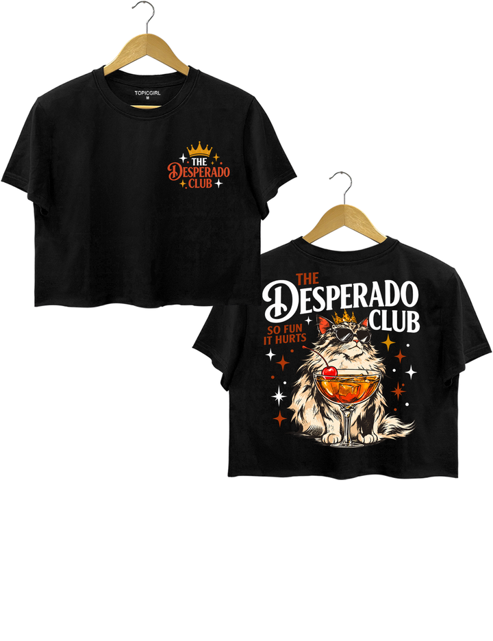 The Desperado Club Princess Donut Cat Cocktail Crop Top - Black