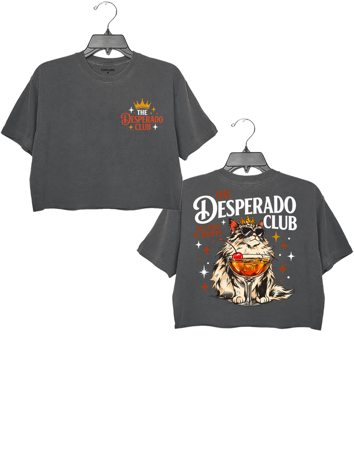 The Desperado Club Princess Donut Cat Cocktail Crop Top - Gray
