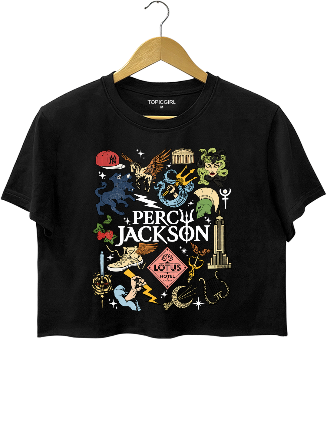 Percy Jackson Olympians Symbols Crop Top - Black