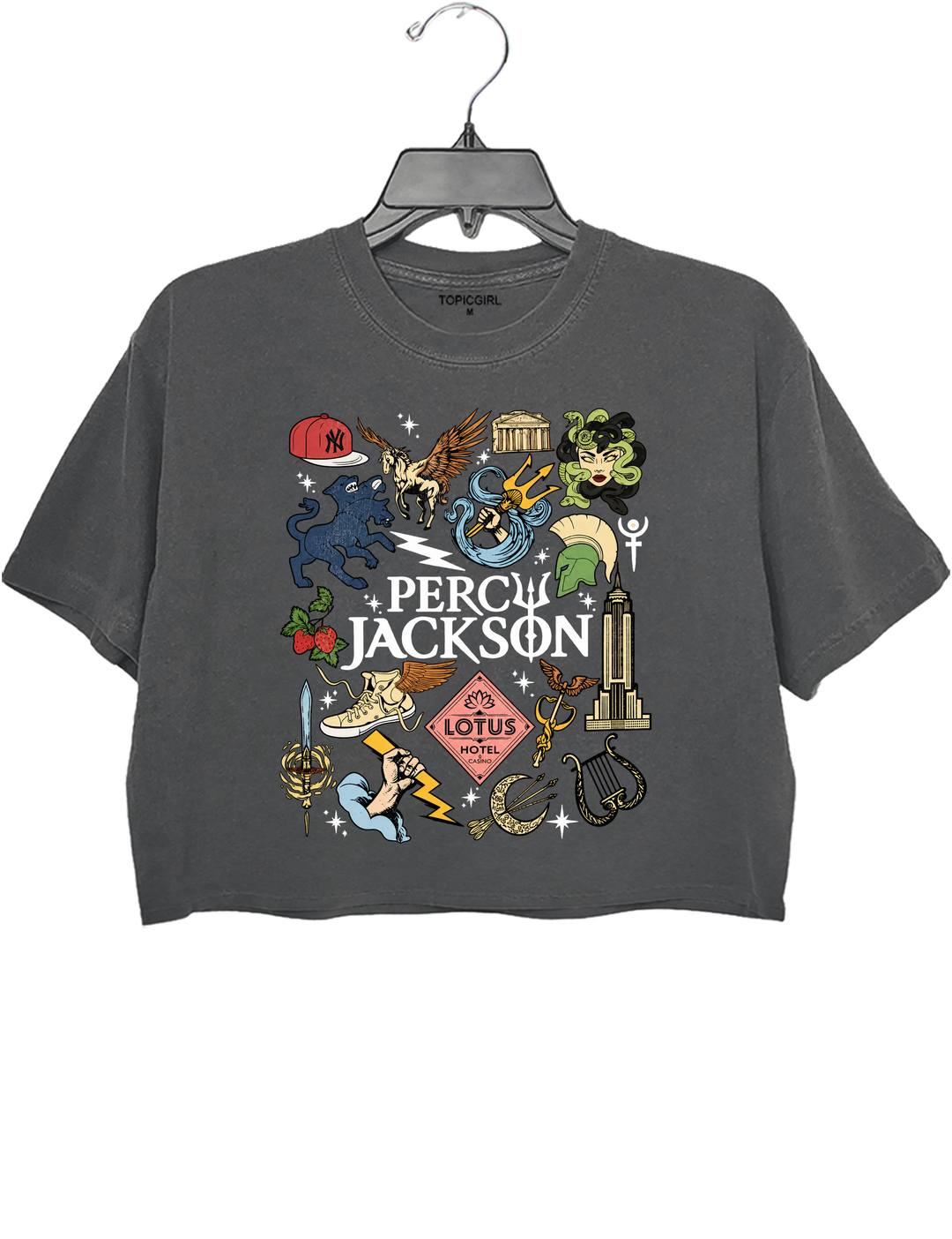 Percy Jackson Olympians Symbols Crop Top - Gray