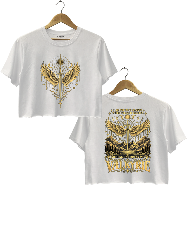 Valkyrie I Am the Rock Nothing Can Break Me Crop Top - White