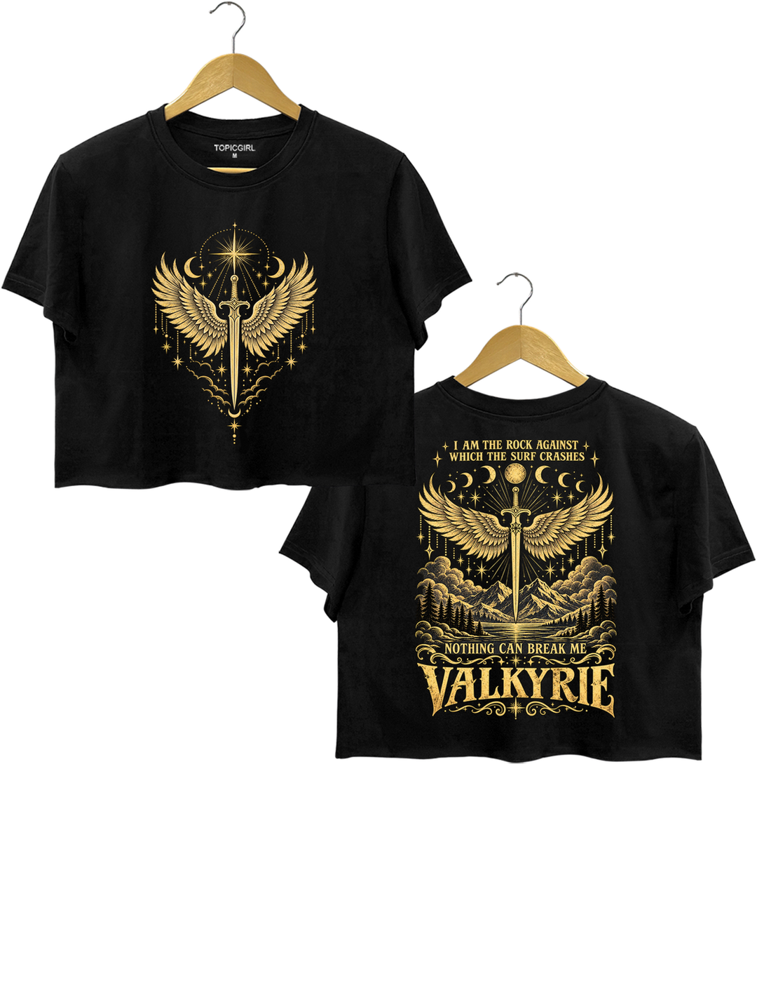 Valkyrie I Am the Rock Nothing Can Break Me Crop Top - Black
