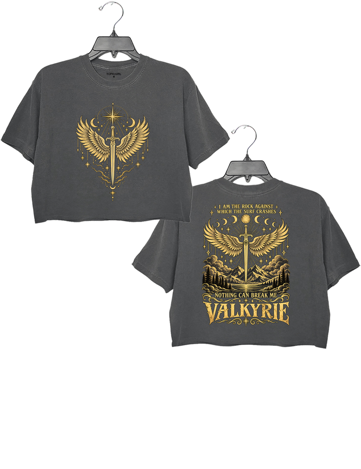 Valkyrie I Am the Rock Nothing Can Break Me Crop Top - Gray