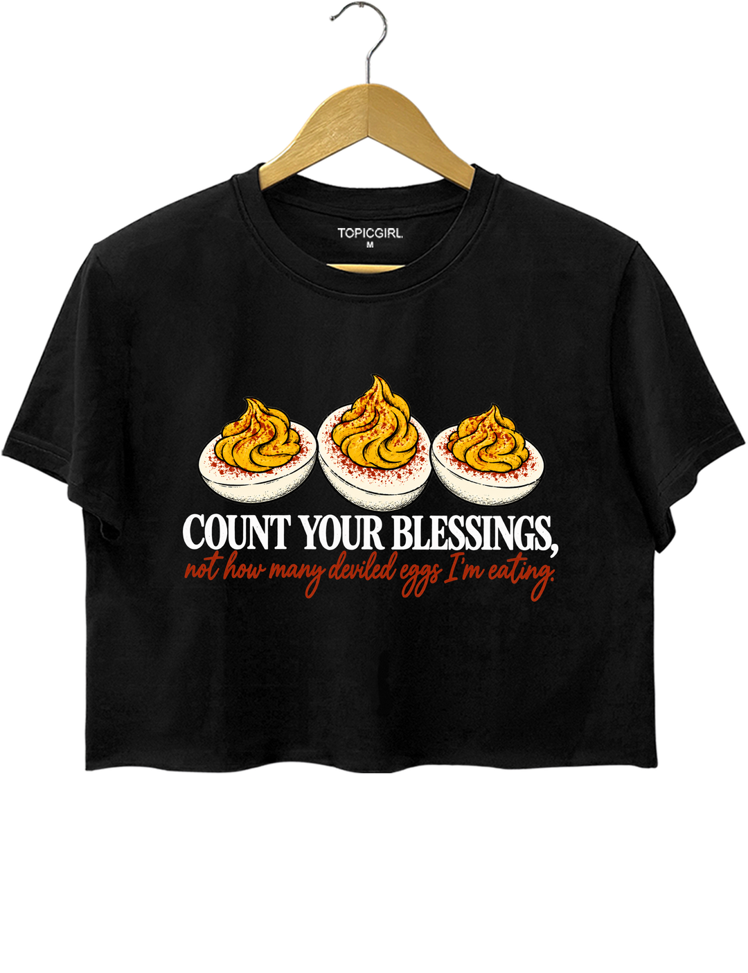 Mind Your Business, Not My Deviled Eggs Crop Top - Black