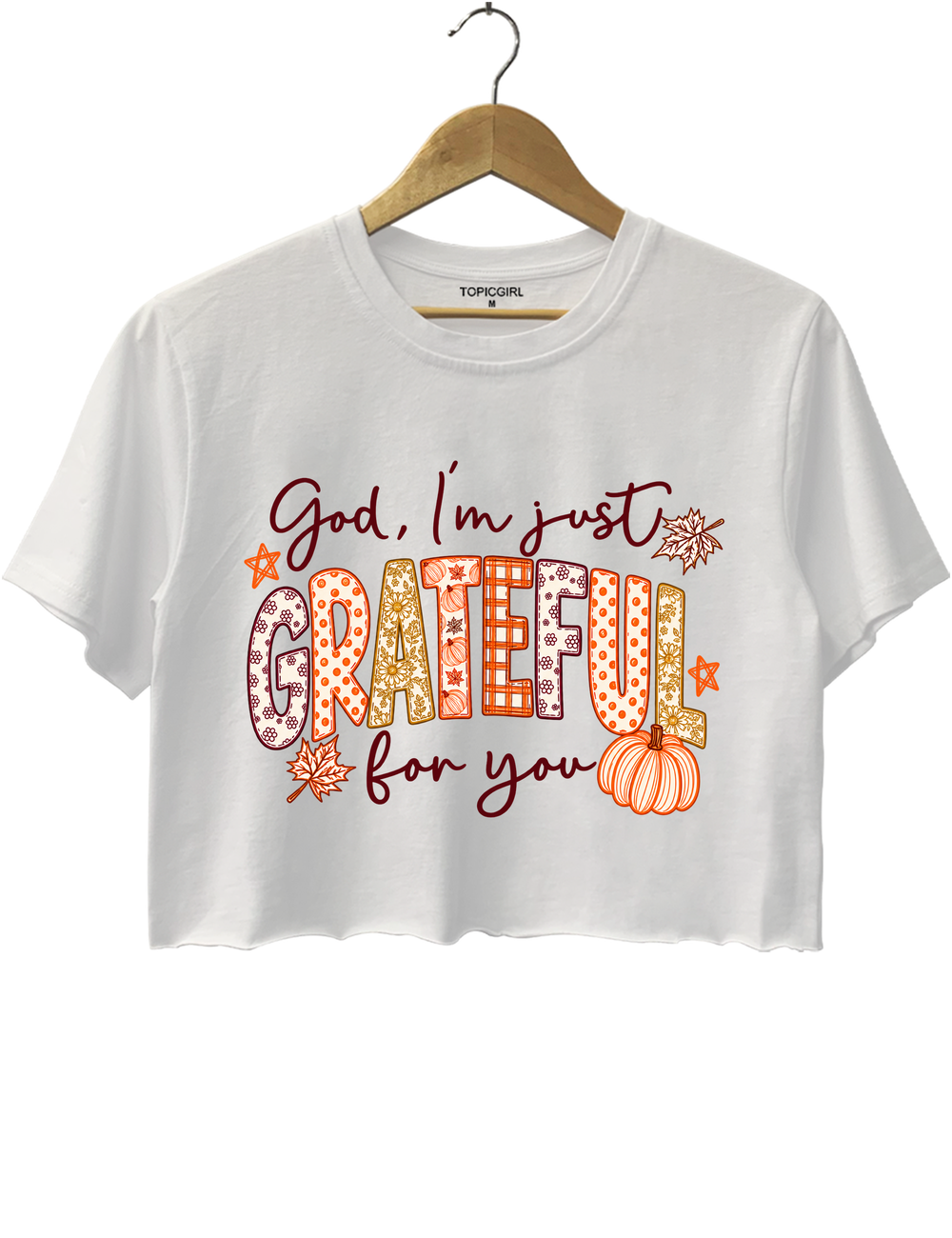 God I'm Just Grateful for You Crop Top - White