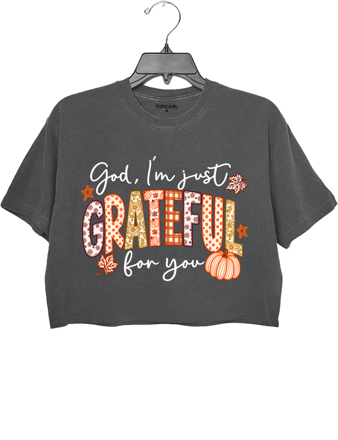 God I'm Just Grateful for You Crop Top - Gray